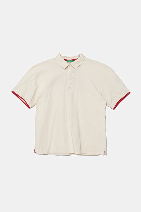 United Colors of Benetton polo de bumbac culoarea bej, uni, 3MI5C301U