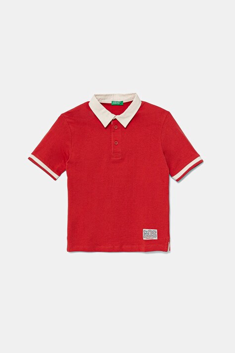 United Colors of Benetton gyerek pamut póló piros, sima, 3BL0G300W