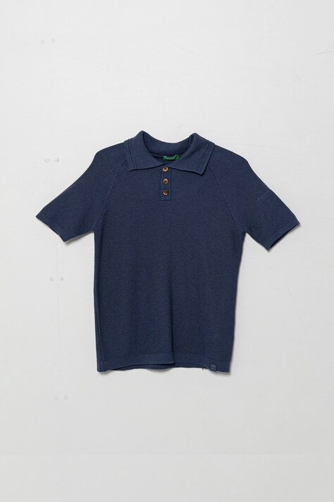 United Colors of Benetton polo din amestec de in pentru copii culoarea bleumarin, neted, 104NC3005