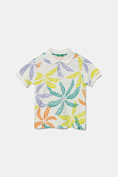 United Colors of Benetton gyerek pamut póló fehér, mintás, 36Y4G300Y