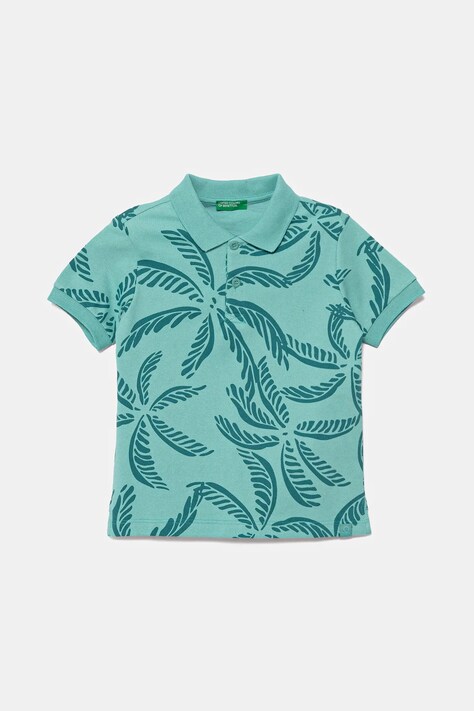 United Colors of Benetton polo bawełniane dziecięce kolor turkusowy wzorzysty 36Y4G300Y