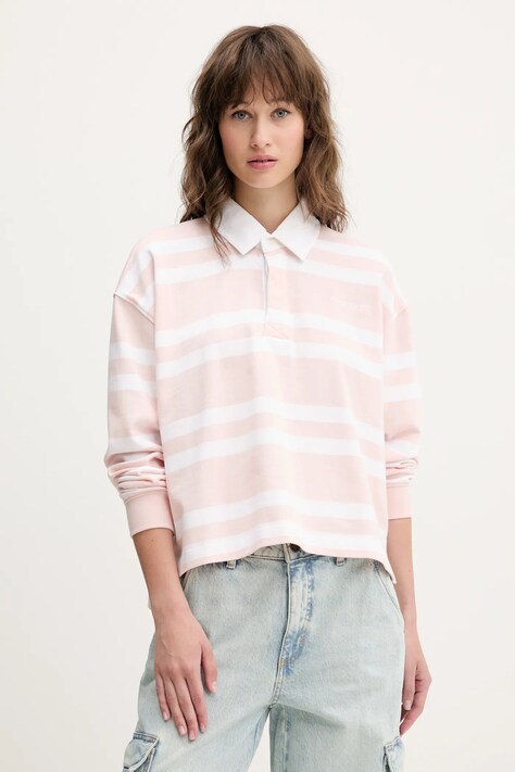 Guess Jeans longsleeve din bumbac culoarea alb, W5RP50 KCPS1
