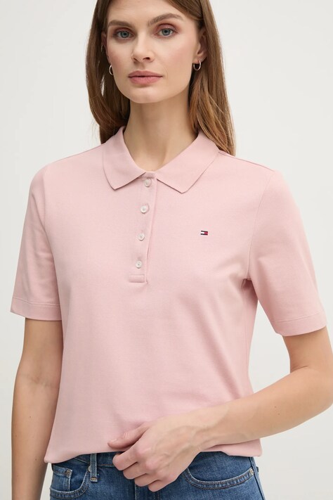 Polo tričko Tommy Hilfiger růžová barva, WW0WW43224