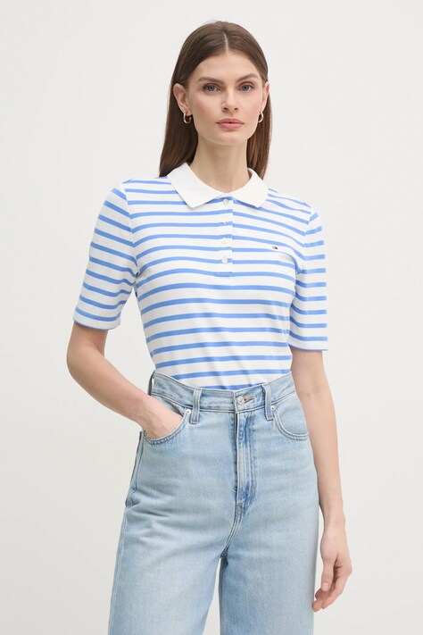 Polo majica Tommy Hilfiger za žene, boja: tamno plava, WW0WW43224