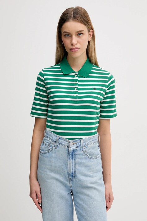 Tommy Hilfiger polo damski kolor zielony WW0WW43224