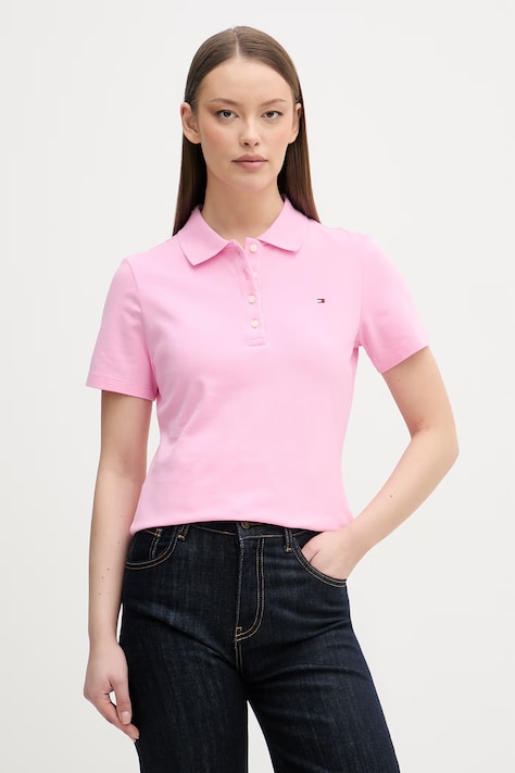 Tommy Hilfiger polo dámské s bavlnou růžové WW0WW43225