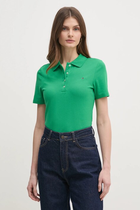 Tommy Hilfiger polo damski kolor zielony WW0WW43225