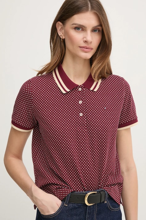 Tommy Hilfiger tricou polo femei, culoarea roșu, WW0WW43928