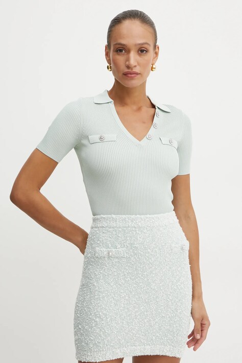 Guess pulover PAULA femei, culoarea verde, light, W5RR25 Z2U00