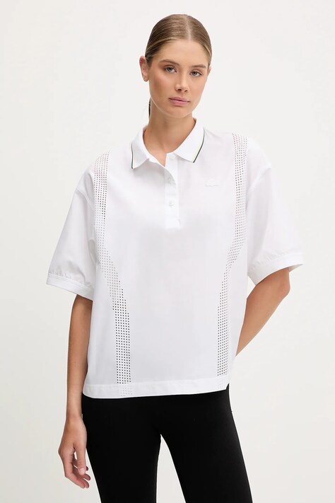 Lacoste tricou polo culoarea alb, CF0060
