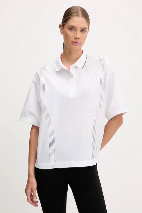 Lacoste tricou polo culoarea alb, CF0060