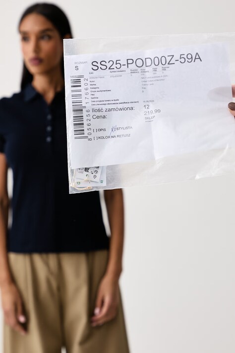 United Colors of Benetton Polo damskie bawełniane z elastanem granatowe 3TQJD300W