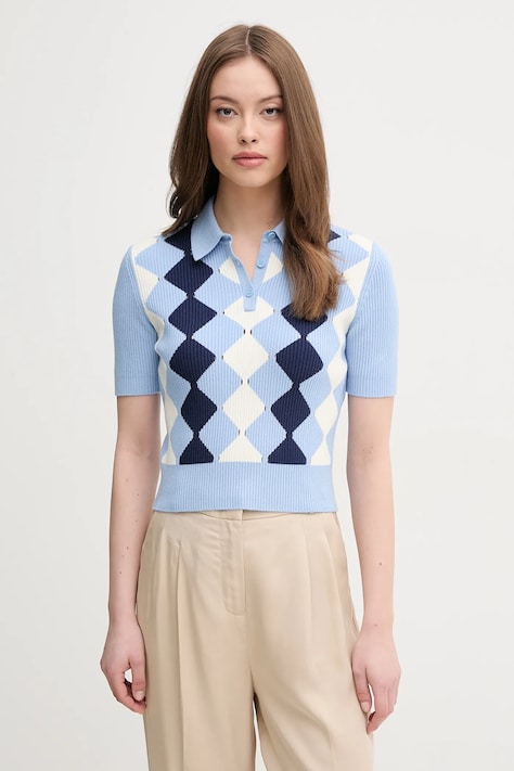 Polo tričko United Colors of Benetton modrá barva, 124ME3019
