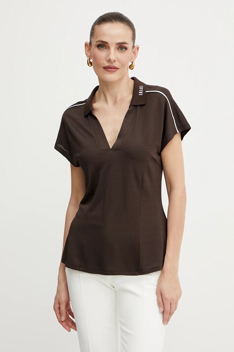 Liu Jo tricou polo culoarea maro, TA5183 J4883