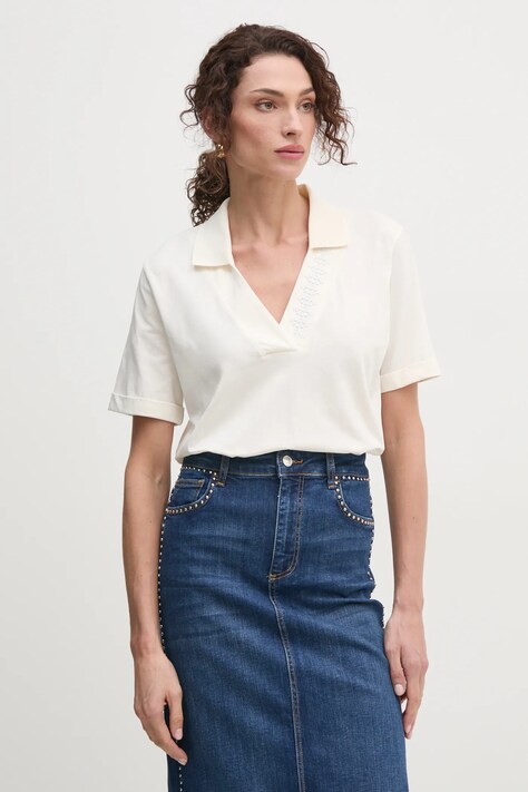 Liu Jo tricou femei, culoarea bej, TA5187 J6308