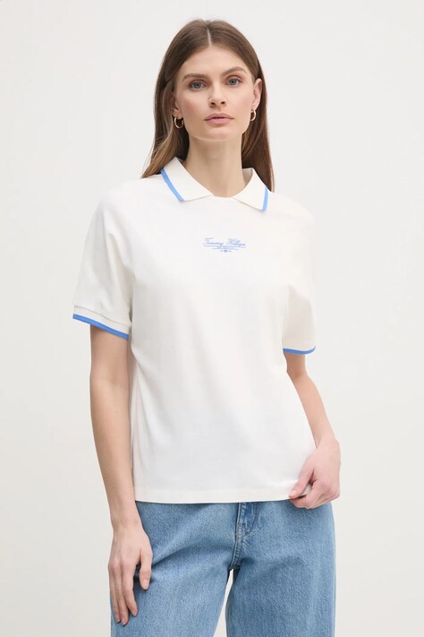 Tommy Hilfiger tricou polo femei, culoarea alb, WW0WW45516