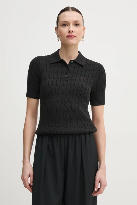 Tommy Hilfiger sweter bawełniany kolor czarny lekki WW0WW45210