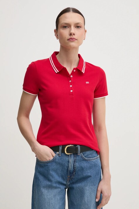 Tommy Hilfiger tricou polo femei, culoarea rosu, WW0WW44517