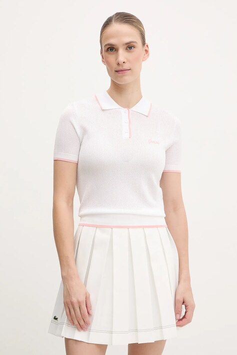 Guess tricou polo femei, culoarea alb, V5GP00 Z3D60