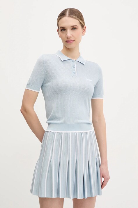 Polo tričko Guess dámské, modrá barva, V5GP00 Z3D60