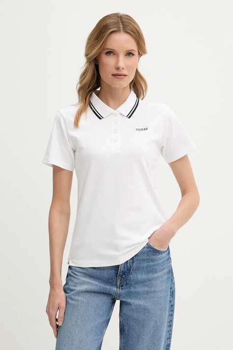 Guess tricou polo AMARYLLIS culoarea alb, V5GP06 KCOK1