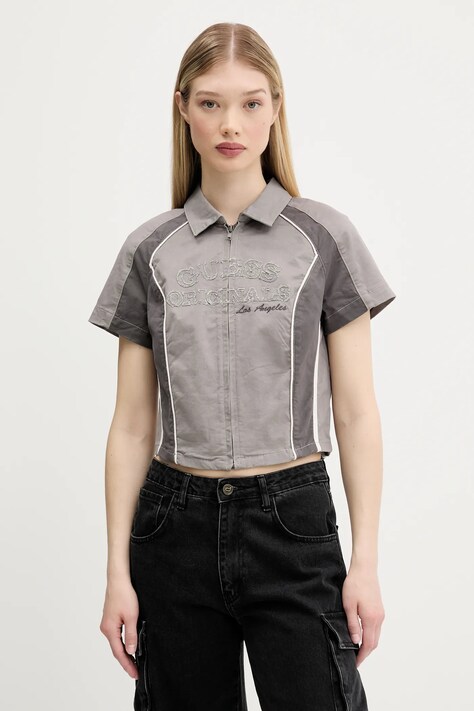 Guess Originals cămașă culoarea gri, cu guler clasic, slim, W5GH0K WGB5B