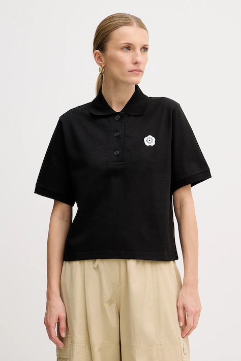 Bombažen polo Kenzo Boke Flower 2.0 črna barva, FF52TS1604SB.99J