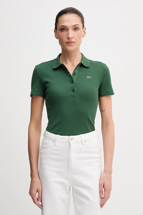 Lacoste polo bawełniane kolor zielony DF5377