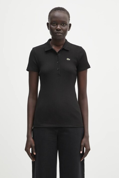 Lacoste polo bawełniane damski kolor czarny DF5377