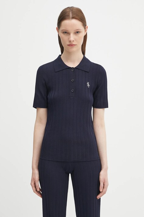 Поло Sporty & Rich Src Ribbed Polo цвет синий WS069620305BL106