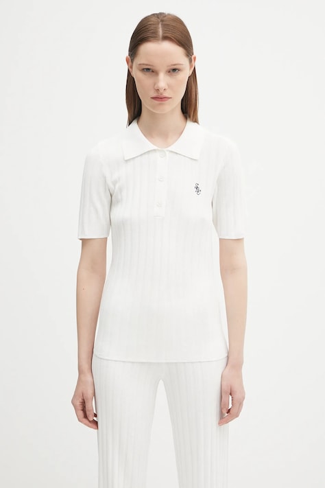 Поло Sporty & Rich Src Ribbed Polo цвет бежевый WS069620305WH37