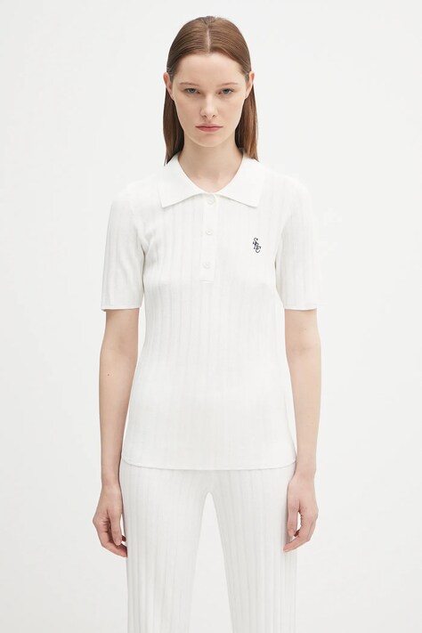 Sporty & Rich polo Src Ribbed Polo donna colore beige WS069620305WH37