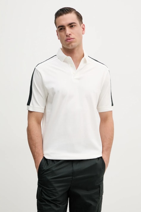 Armani Exchange polo de bumbac barbati, culoarea alb, cu imprimeu, XM000307 AF10366