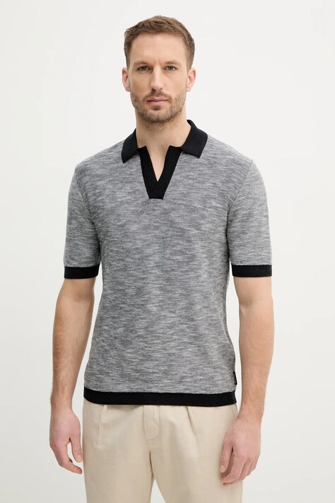 Armani Exchange polo bawełniane męski kolor szary wzorzysty XM000182 AF11966