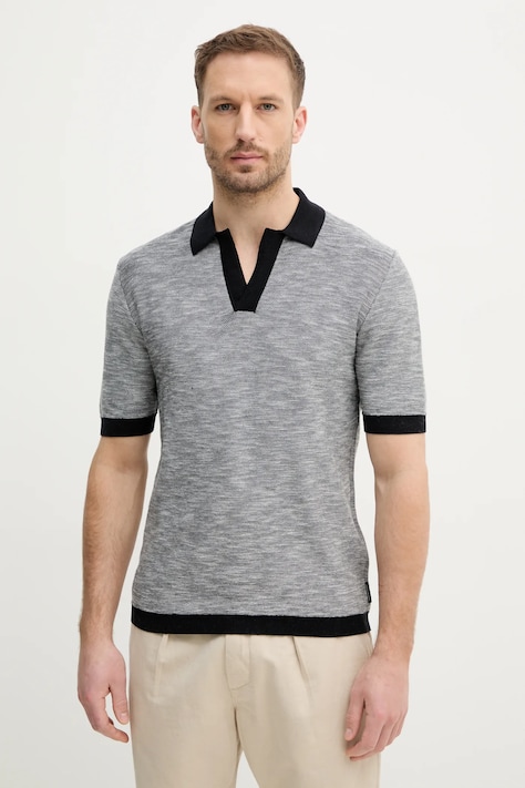 Bavlnené polo tričko Armani Exchange pánske, tmavomodrá farba, vzorované, XM000182 AF11966