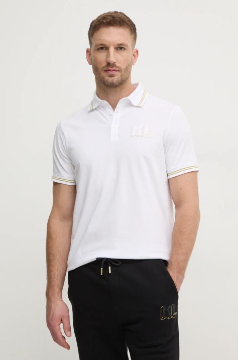 Karl Lagerfeld tricou polo barbati, culoarea alb, cu imprimeu, 745462.551235