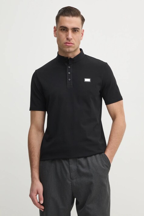 Karl Lagerfeld tricou polo barbati, culoarea negru, cu imprimeu, 551221.745089