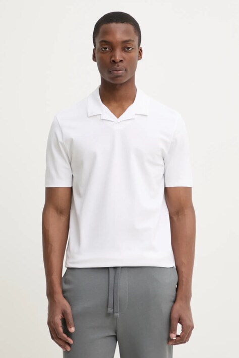 HUGO tricou polo barbati, culoarea alb, neted, 50530169