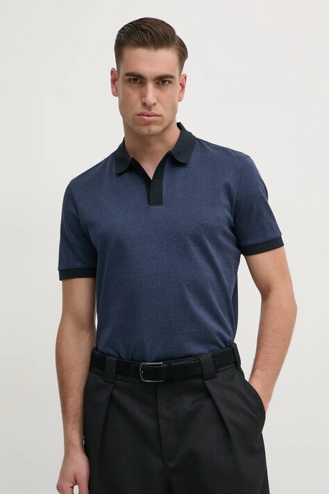 BOSS polo de bumbac barbati, culoarea albastru marin, modelator, 50532246