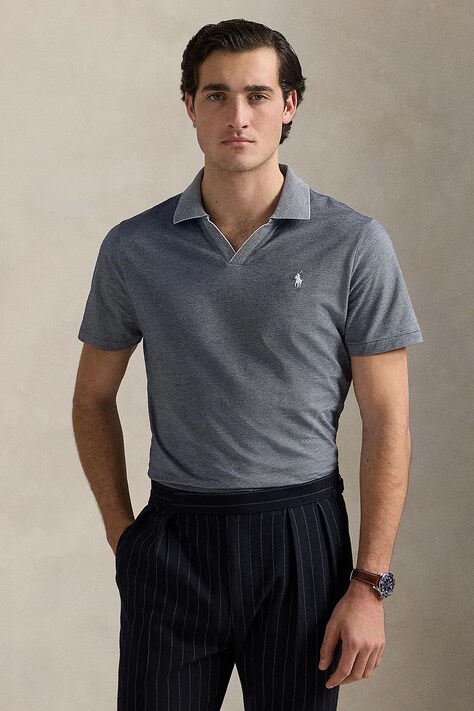 Polo Ralph Lauren polo bawełniane kolor granatowy gładki 710956819
