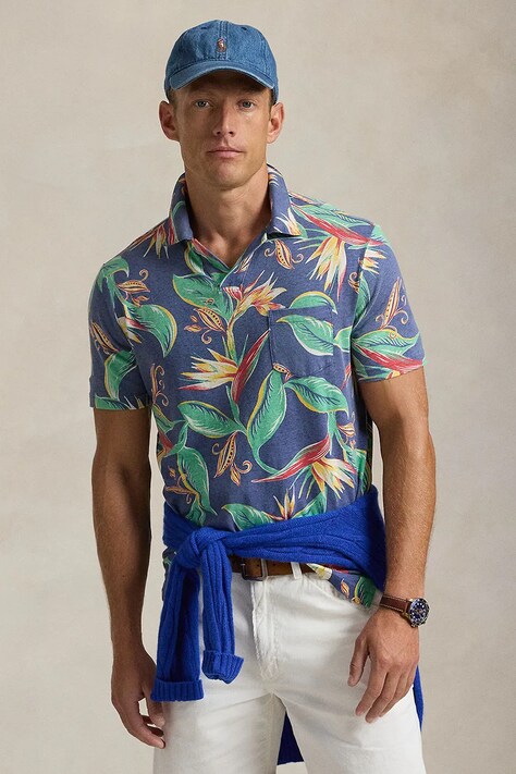 Polo Ralph Lauren polo din in cu imprimeu, 710958230