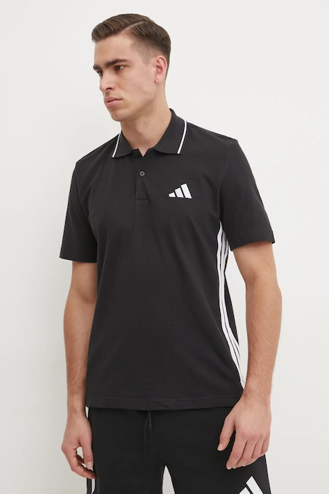 Bavlněné polo tričko adidas Essentials černá barva, JE6380