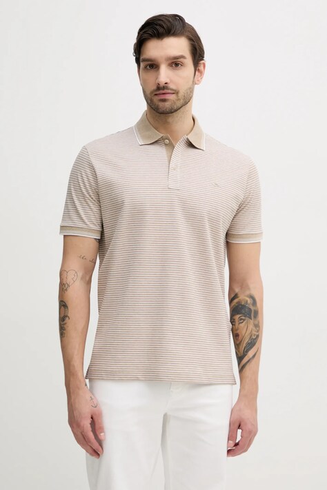 Paul&Shark polo bawełniane męski kolor beżowy wzorzysty 25411226