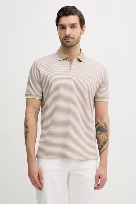 Bavlněné polo tričko Paul&Shark béžová barva, 25411226