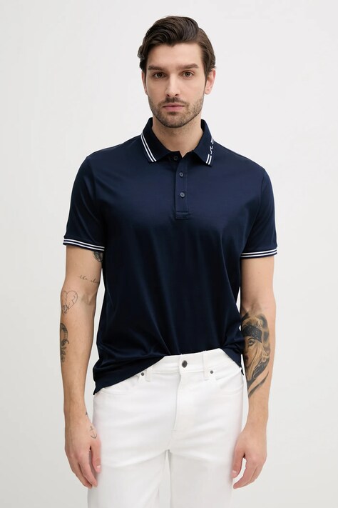 Bavlněné polo tričko Paul&Shark tmavomodrá barva, 25411288