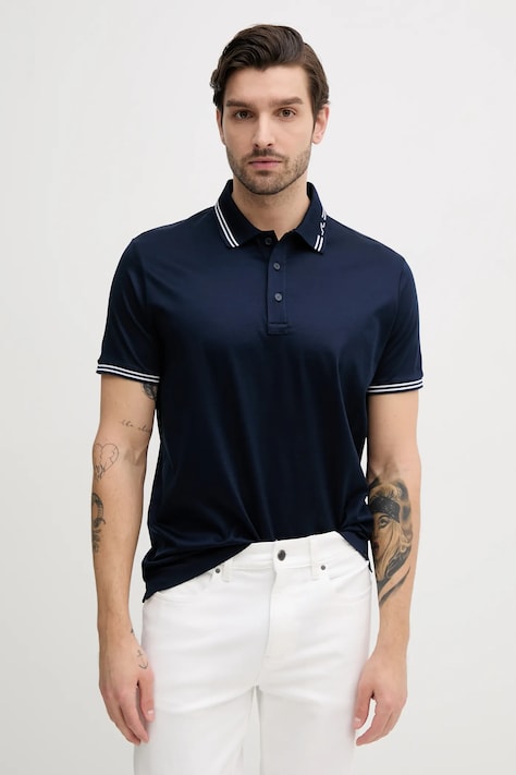 Pamučna polo majica Paul&Shark za muškarce, boja: tamno plava, bez uzorka, 25411288