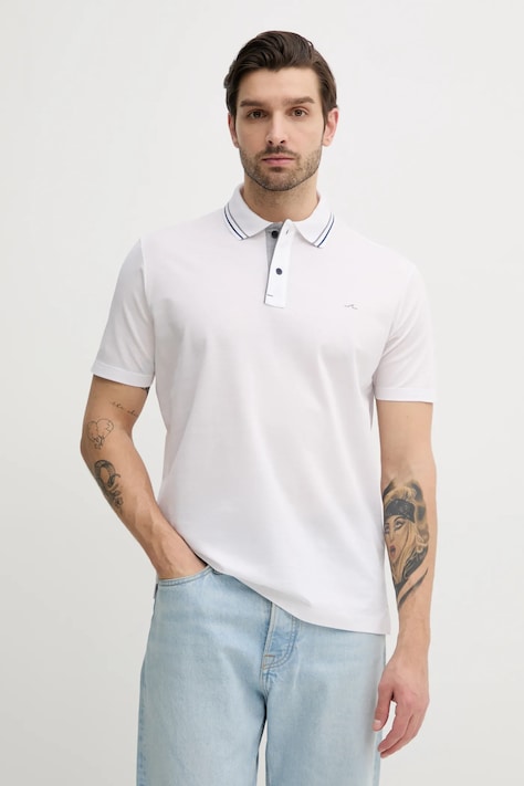 Pamučna polo majica Paul&Shark za muškarce, boja: bijela, bez uzorka, 25411302