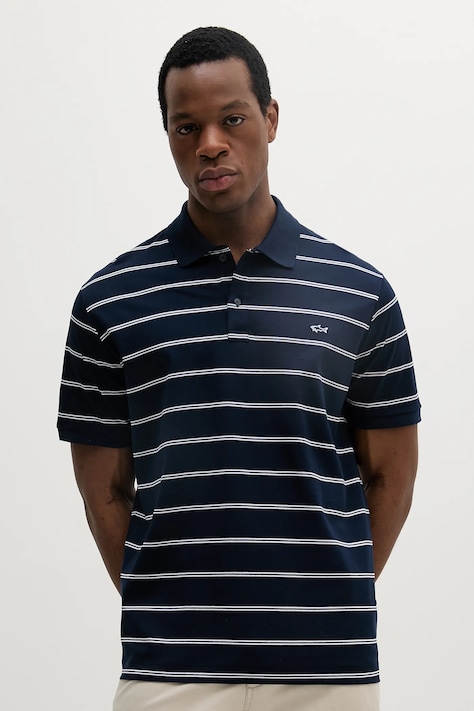 Pamučna polo majica Paul&Shark boja: tamno plava, s uzorkom, 25411304