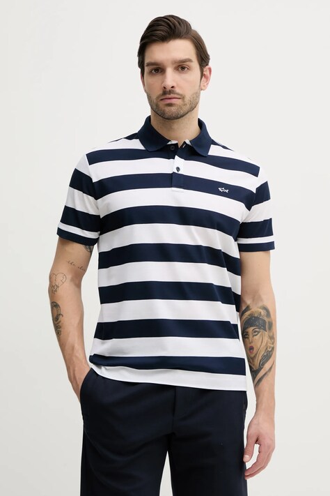 Paul&Shark polo de bumbac culoarea albastru marin, modelator, C0P1228