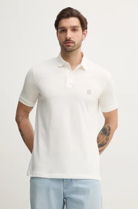 Armani Exchange polo de bumbac culoarea alb, neted, XM000367 AF13022